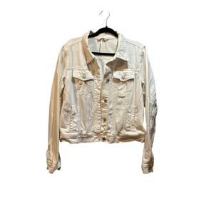 Free people white jean jacket 100% cotton women’s large